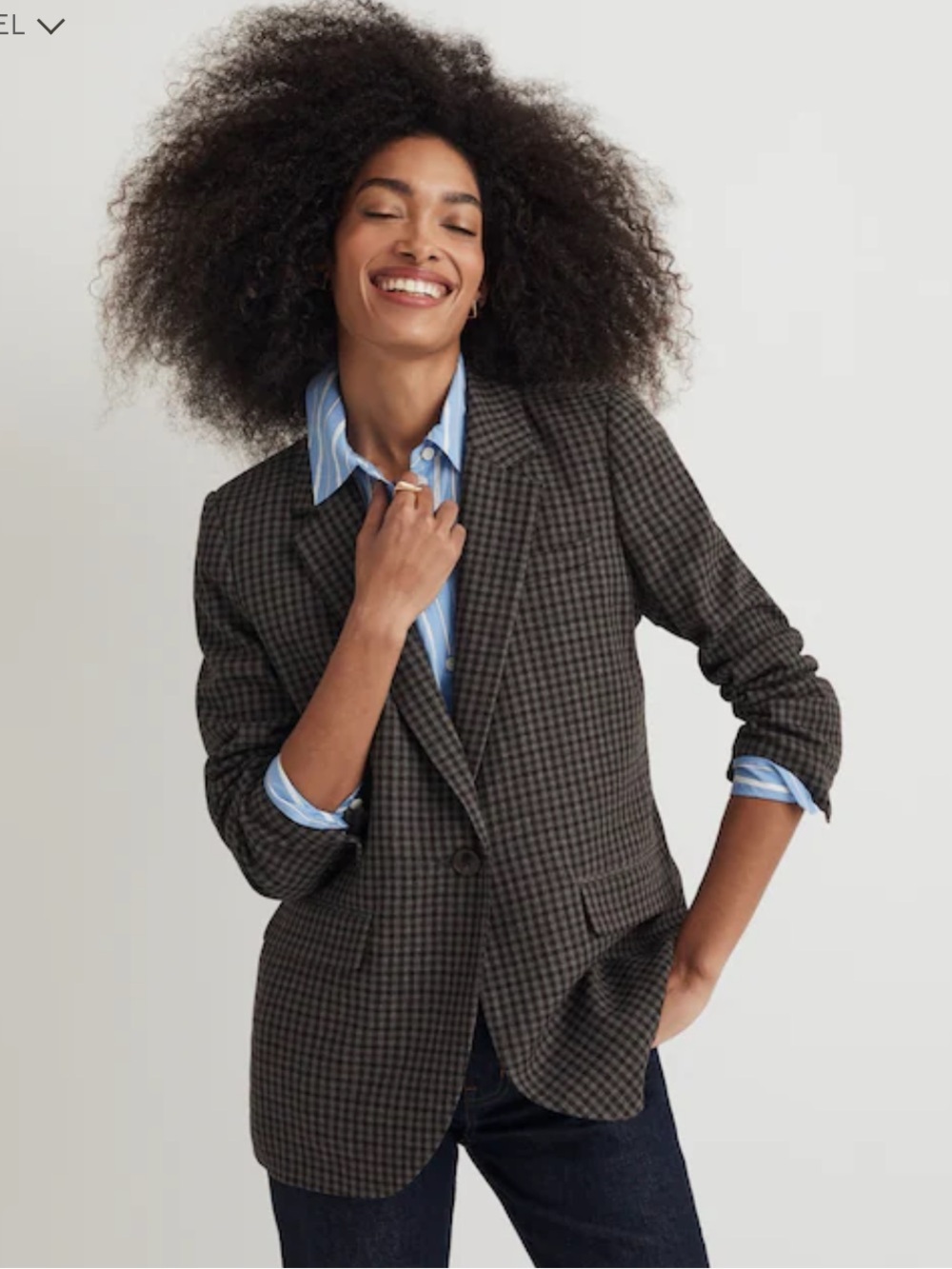 NWT Madewell The Larsen Blazer in Plaid Grammar Micro Check